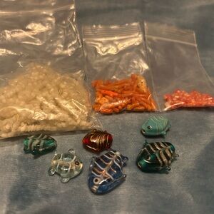 Beach Vibe Beads/ Mother of Pearl/ Coral and Lampwork Glass Fish